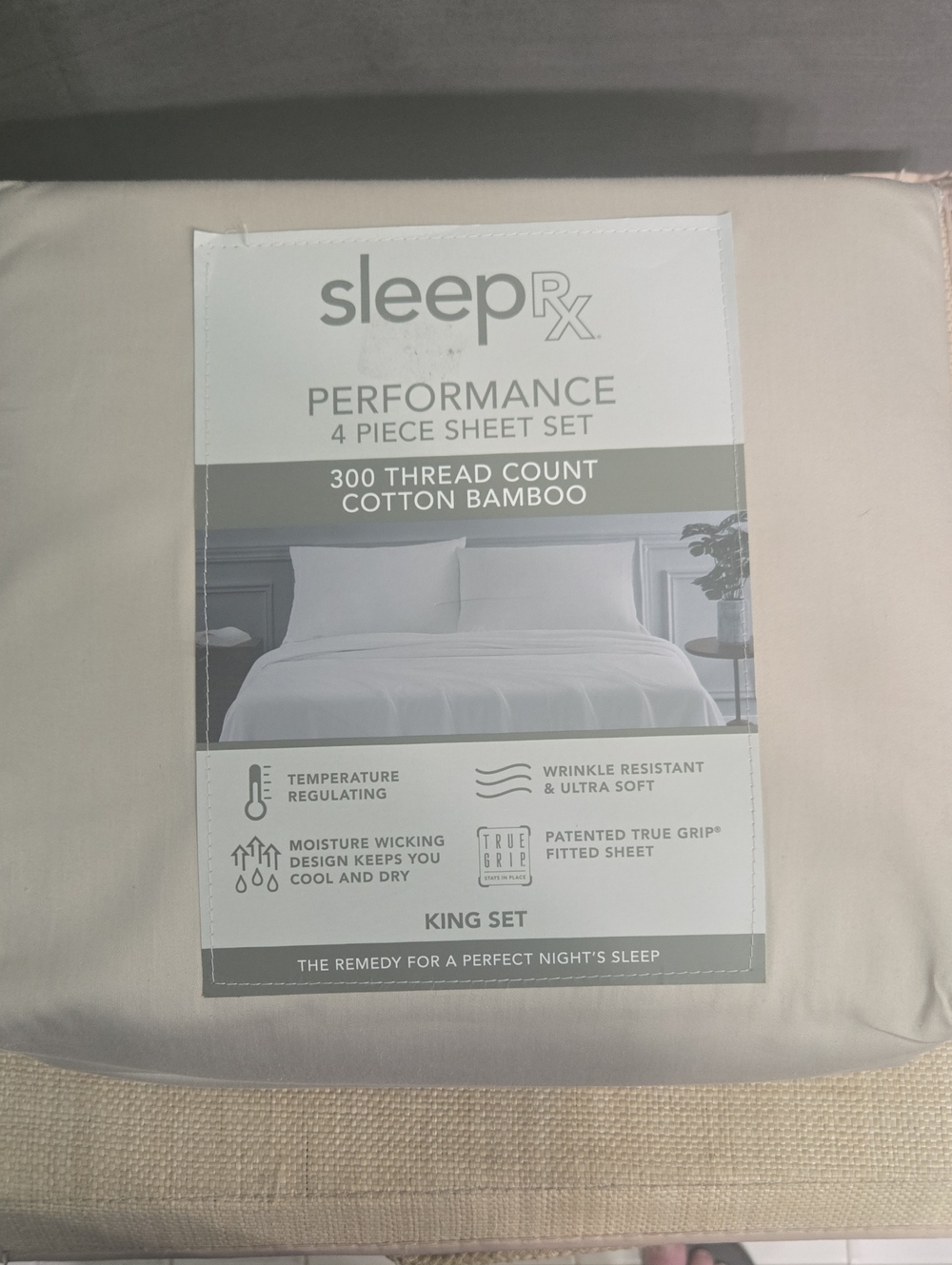 $200 Retail! Performance Bamboo 4-Piece King Sheet Set - Light Beige